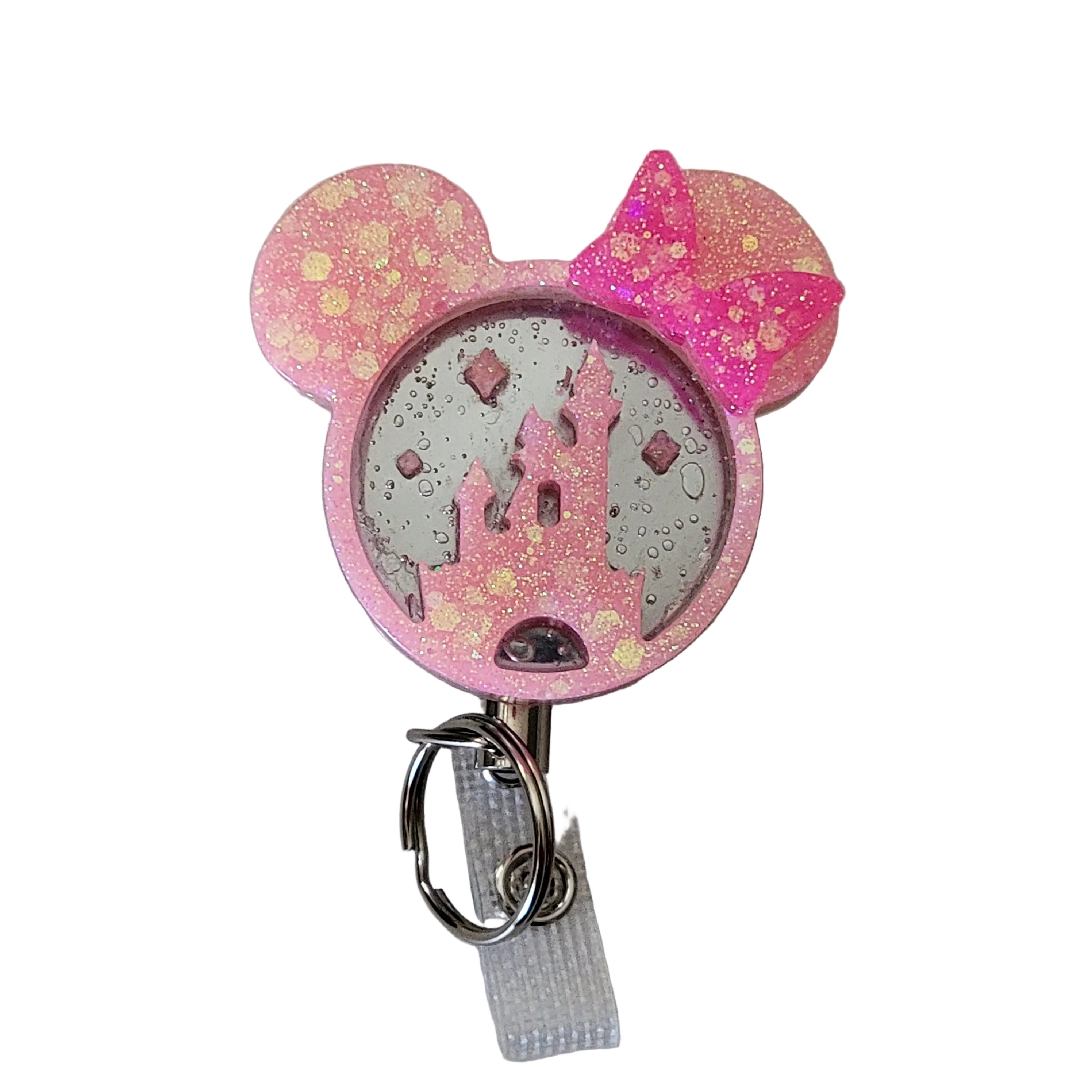 3D Castel Stainless Steel Pink Heavy Duty ID Name Badge Reel Retractable Holder