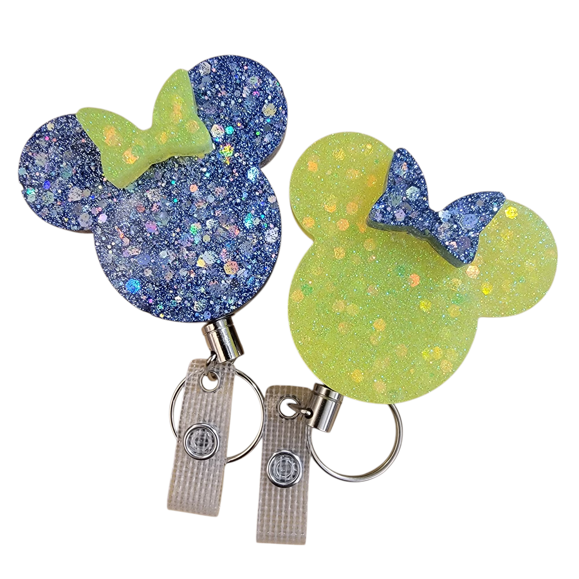 Stainless Steel Denim Blue & High Lighter Yellow Heavy Duty ID Name Badge Reel Retractable Holder