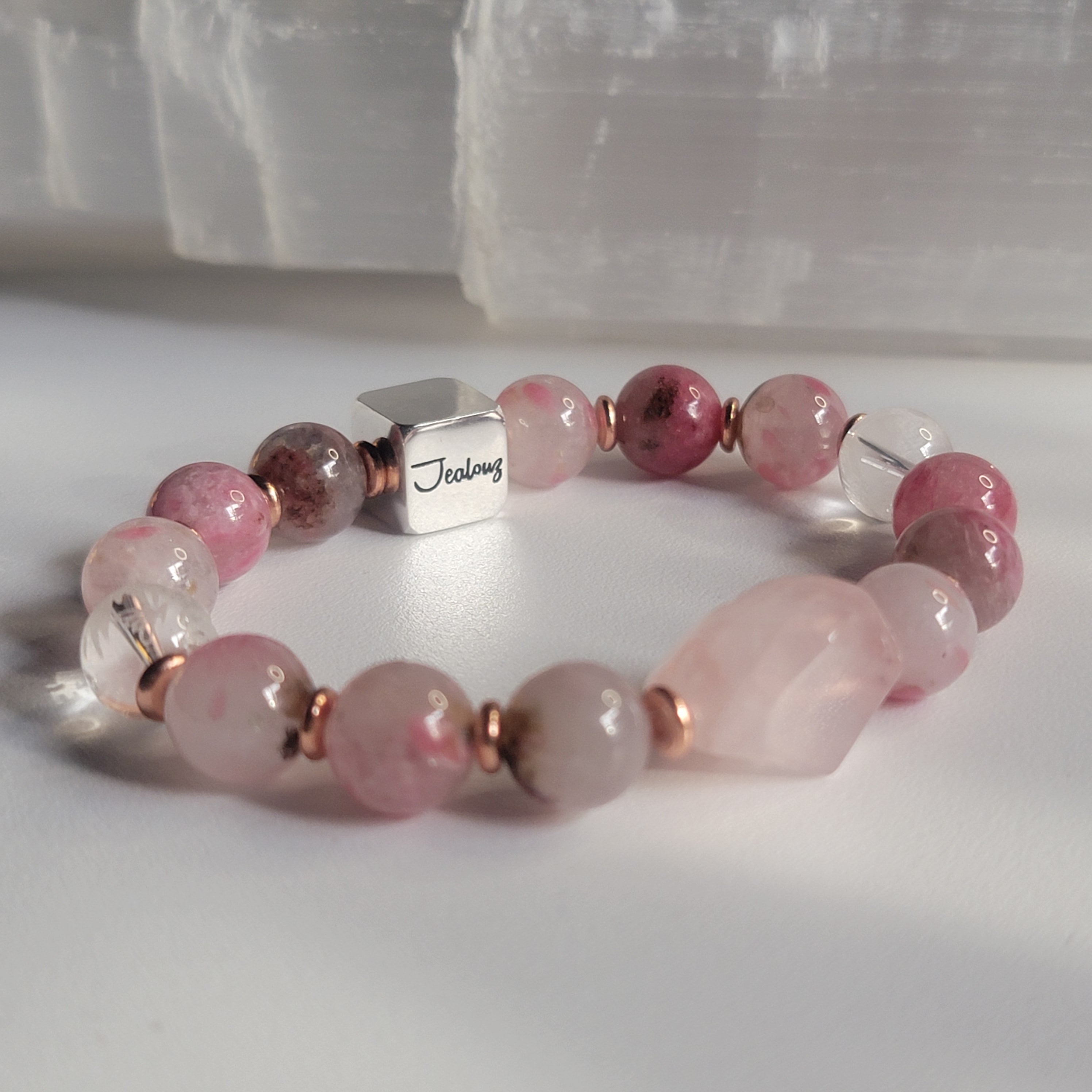 Sakura & Rose Quartz Copper Bracelet