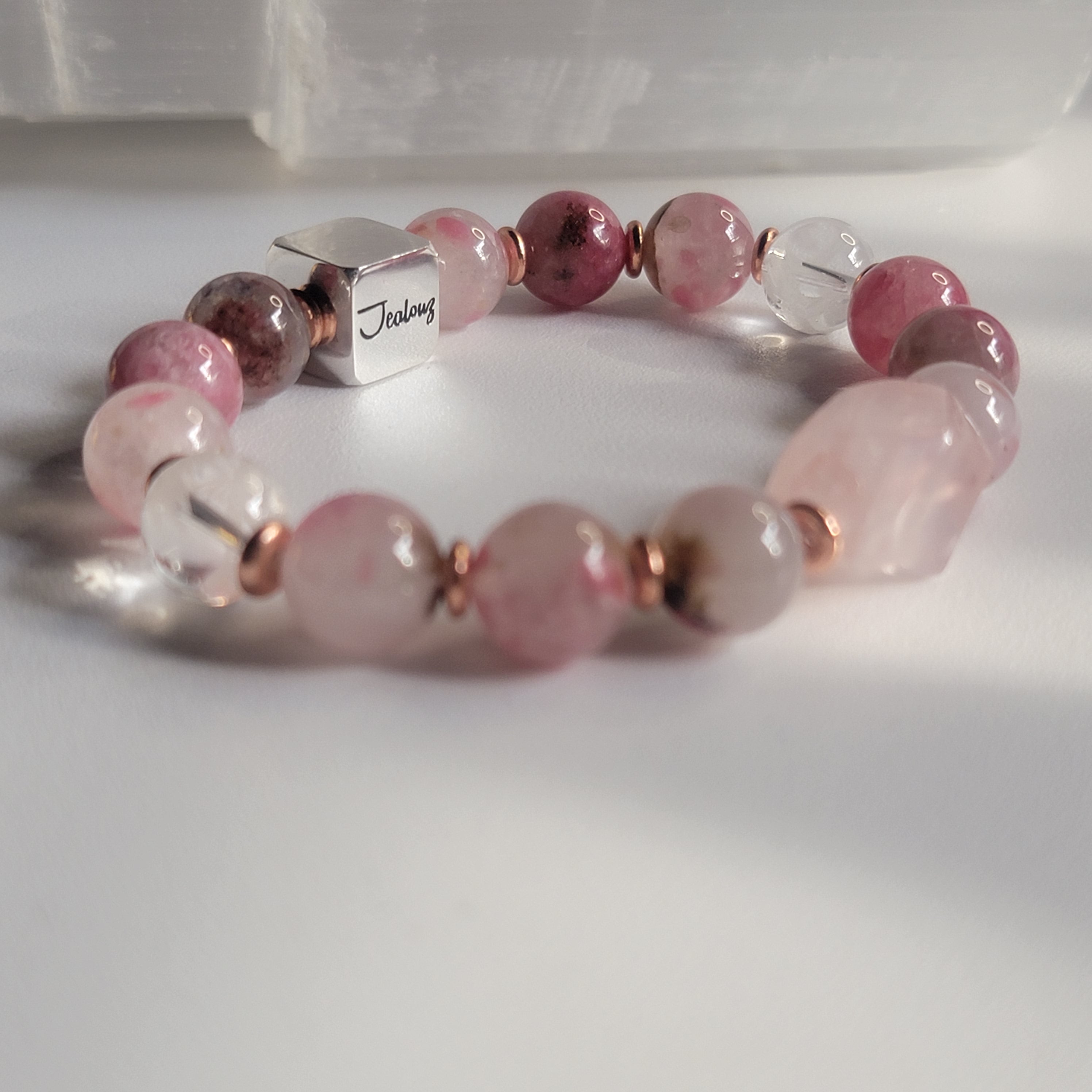 Sakura & Rose Quartz Copper Bracelet