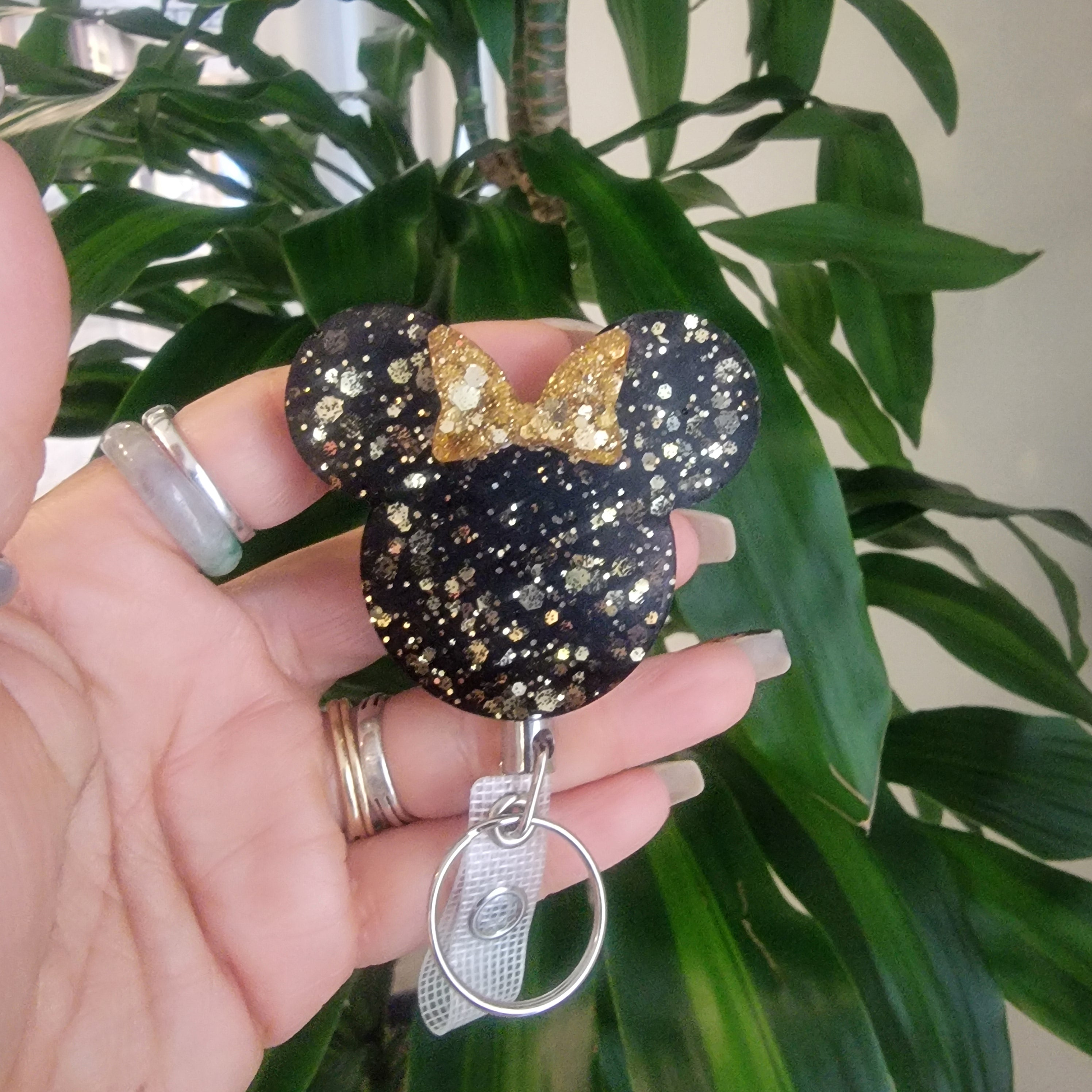 Stainless Steel Black & Gold Heavy Duty ID Name Badge Reel Retractable Holder