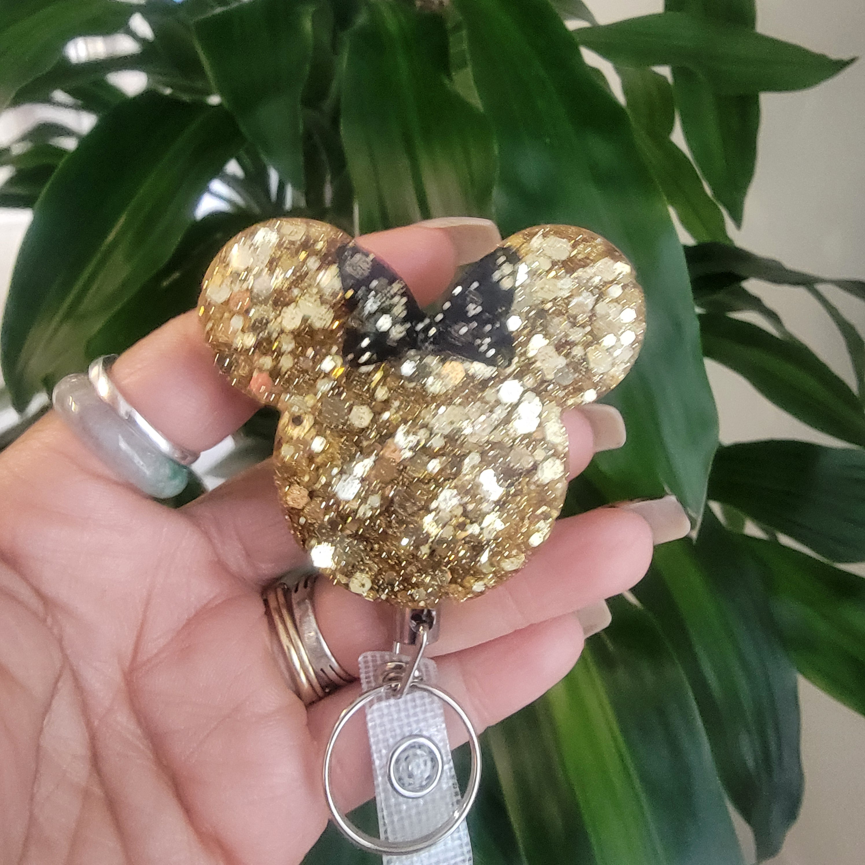 Stainless Steel Black & Gold Heavy Duty ID Name Badge Reel Retractable Holder