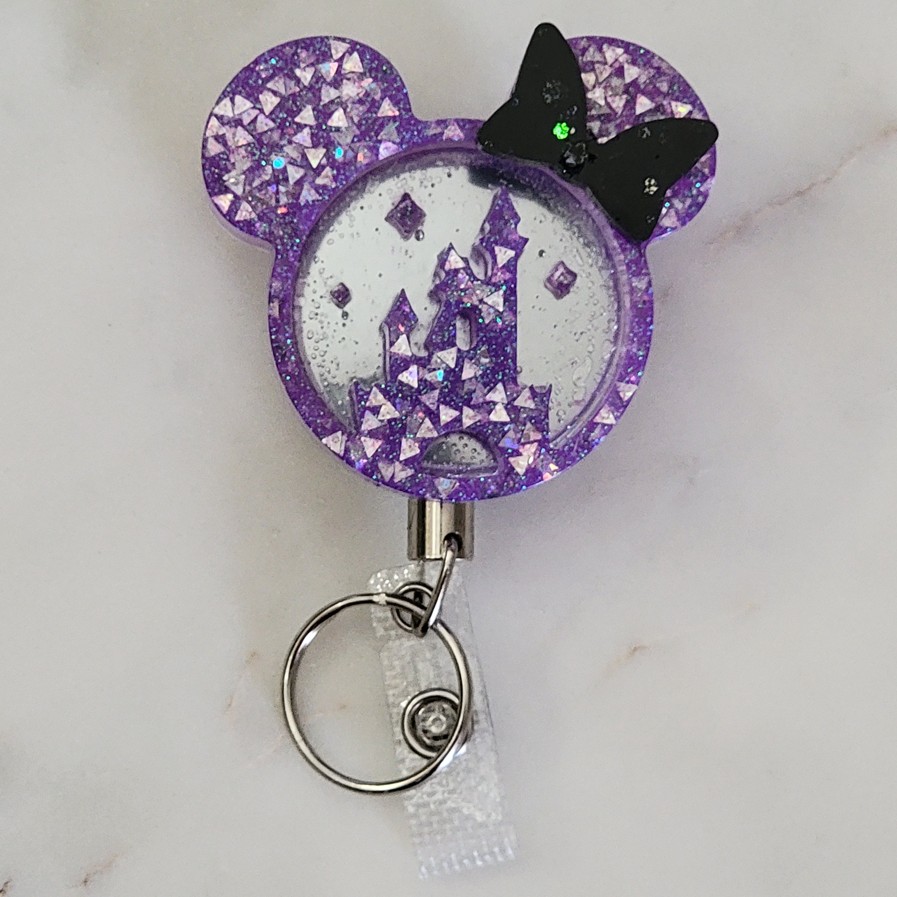 3D Castel Stainless Steel Purple Heavy Duty ID Name Badge Reel Retractable Holder