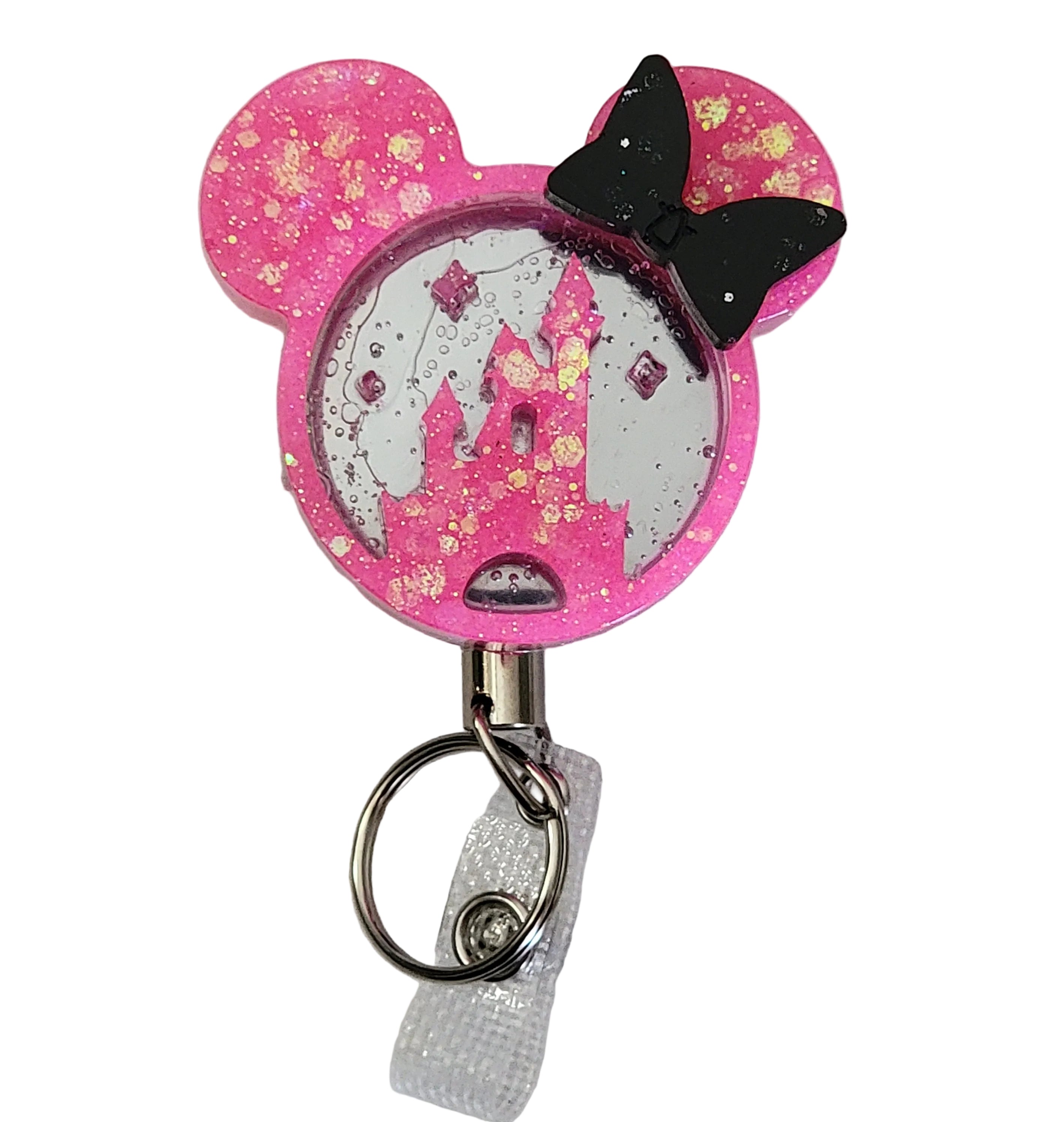 3D Castel Stainless Steel Hot Pink Heavy Duty ID Name Badge Reel Retractable Holder