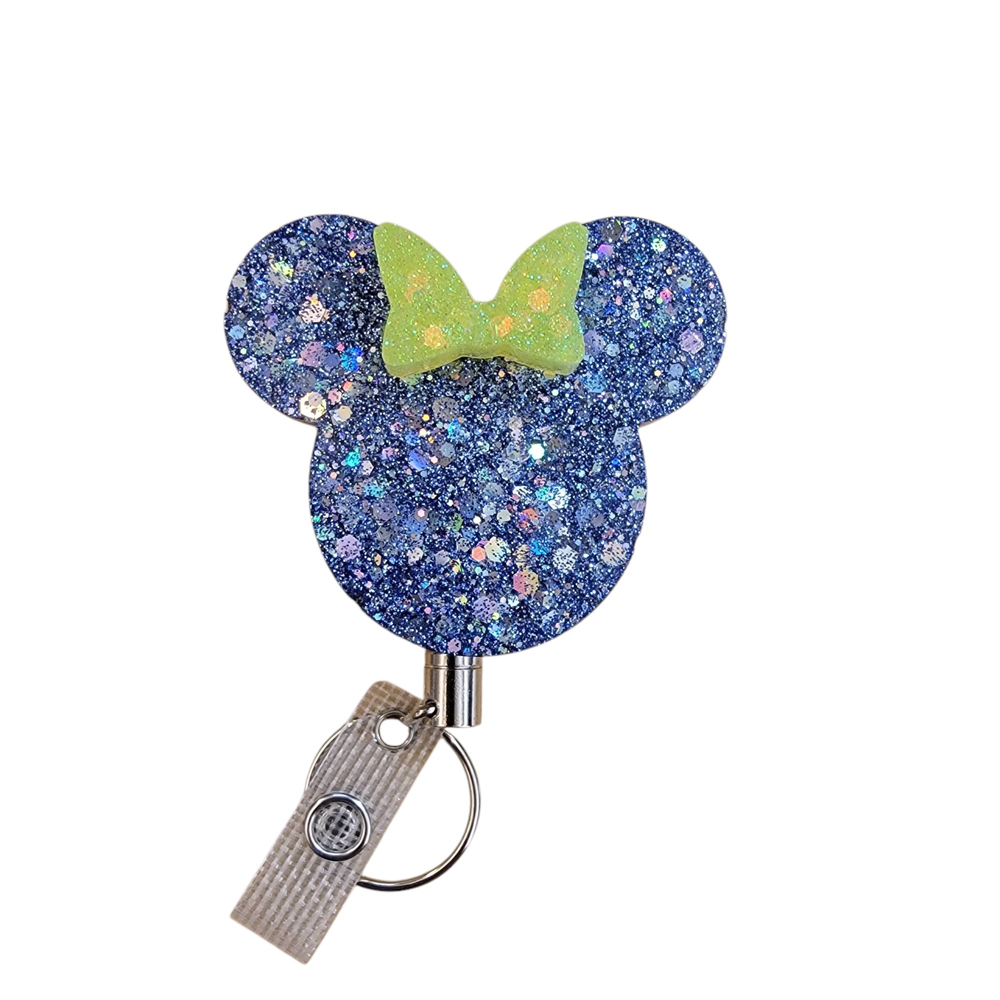 Stainless Steel Denim Blue & High Lighter Yellow Heavy Duty ID Name Badge Reel Retractable Holder