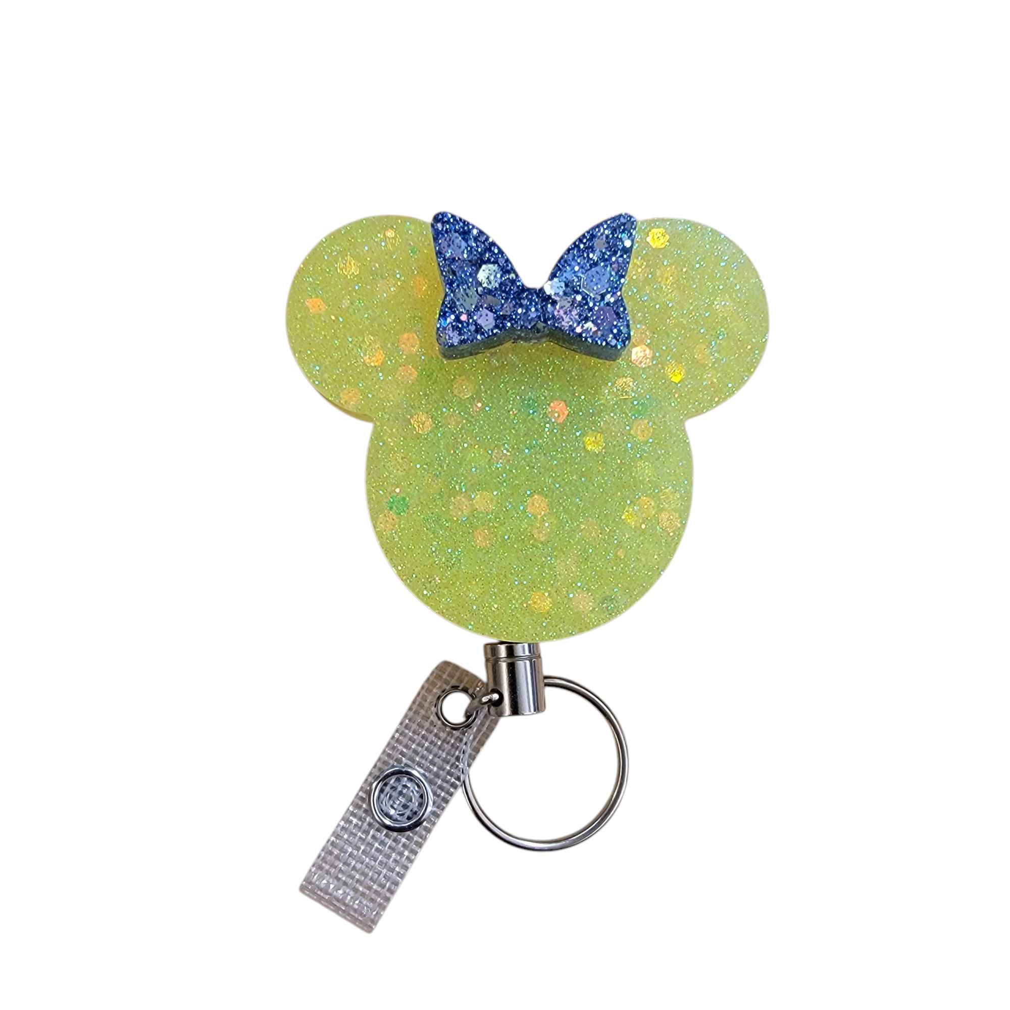 Stainless Steel Denim Blue & High Lighter Yellow Heavy Duty ID Name Badge Reel Retractable Holder