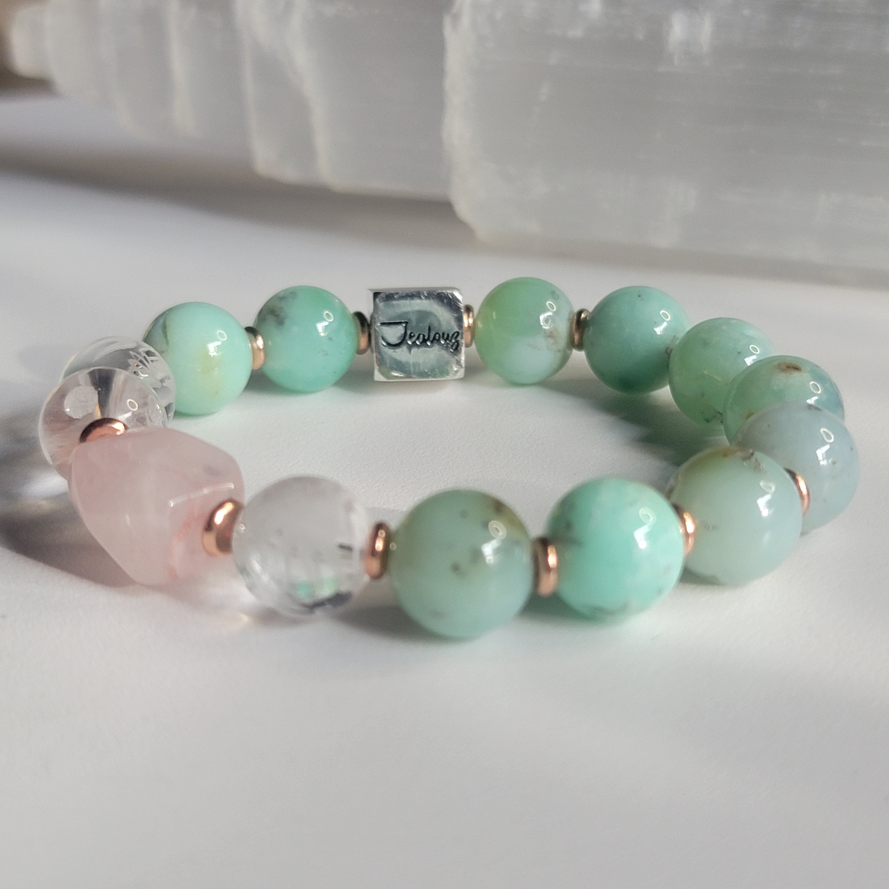 Chrysoprase & Rose Quartz Chunky Bracelet